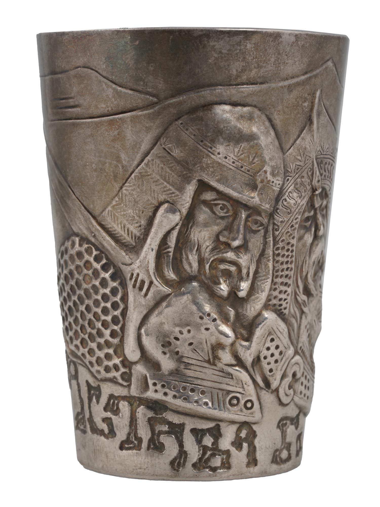 RUSSIAN SILVER WARRIOR BOGATYR VODKA BEAKER CUP PIC-2